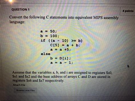 Solved QUESTION 1 4 Points Convert The Following C Chegg