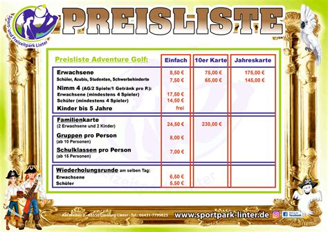 Preise Sport Und Freizeitpark Linter