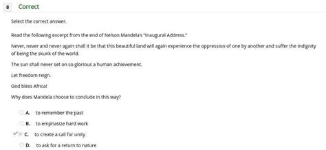 Read The Following Excerpt From The End Of Nelson Mandelas Inaugural