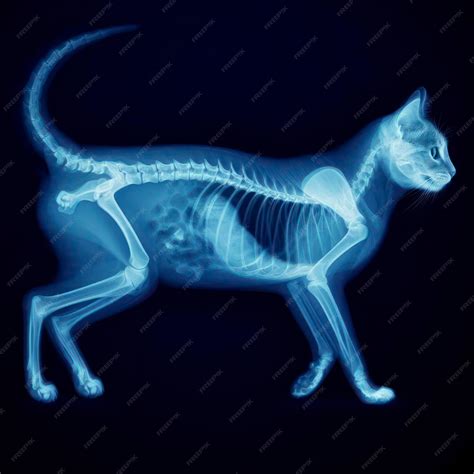 Premium Photo | Xray of a cat full body blue tone radiograph on a black