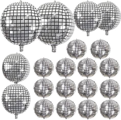 Amazon Inch D Balloons Disco Ball Balloon Silver Laser Large