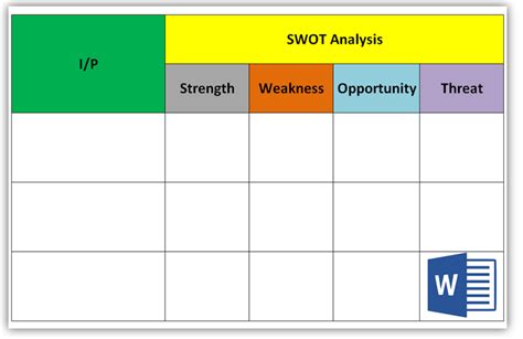 Swot Analysis Word Template Excel Word Format With Example