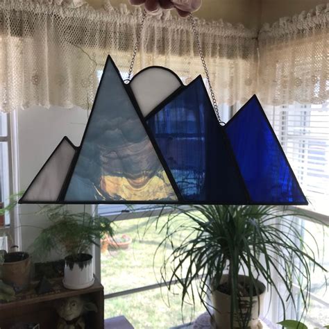 Stained Glass Smoky Mountains Stained Glass Mountains Etsy