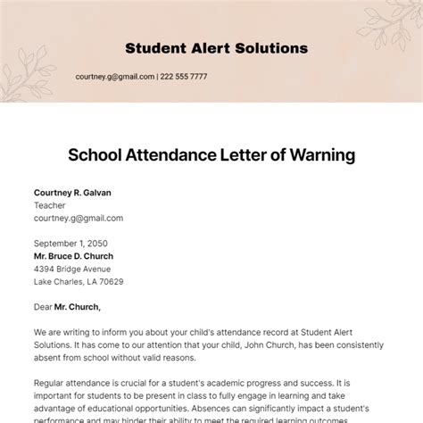 Free Attendance Warning Letter Template Download In Word 43 Off