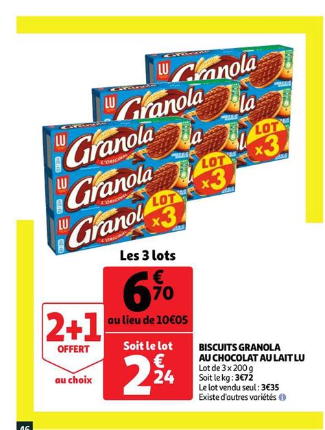 Promo Biscuits Granola Au Chocolat Au Lait Lu Chez Auchan Icatalogue Fr