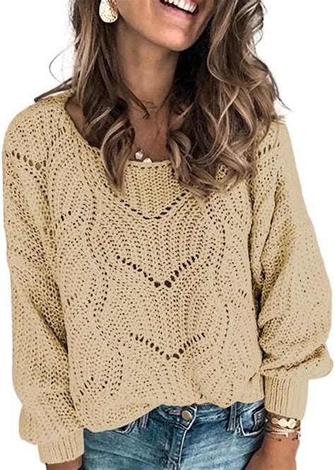 Dokotoo Womens Sweaters 2024 Cute Elegant Soft Crewneck Long Sleeve