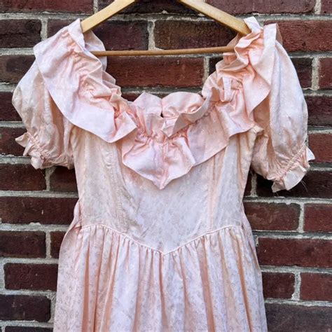 VINTAGE GUNNE SAX Jessica McClintock 1970 S Peach Formal Prom Gown