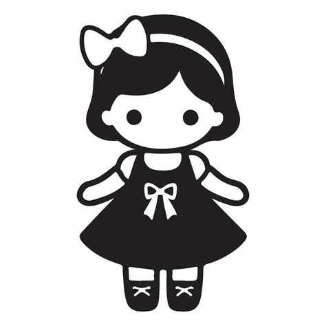 Doll Silhouette Icon Black Page For Kids Illustration Of Doll