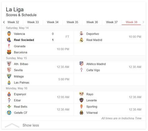 La Liga Scores & Schedule - KohSantepheap.TV