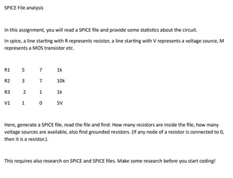 Solved Spice File Analysis In This Assignment You Will Read Chegg