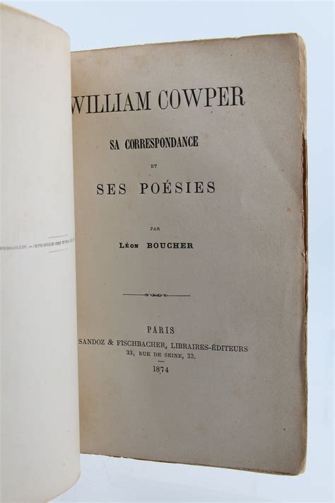 William Cowper sa correspondance et ses poésies de COWPER William