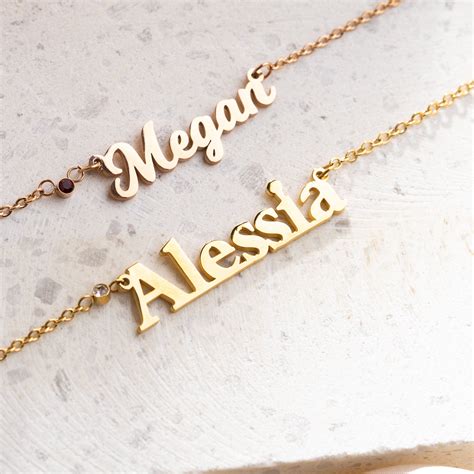 Gold | Silver | Rose Gold | Birthstone Name Necklace For Her | Mighty ...