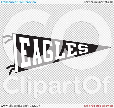 Clipart of a Black and White Eagles Team Pennant Flag - Royalty Free ...