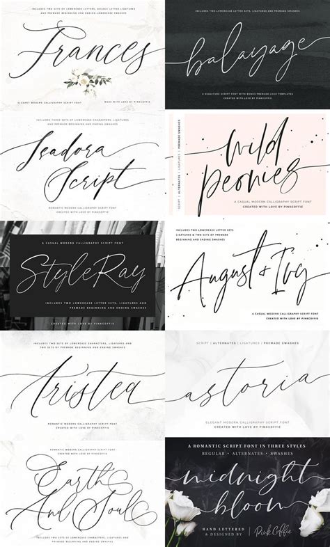 Modern calligraphy script fonts by pinkcoffie – Artofit