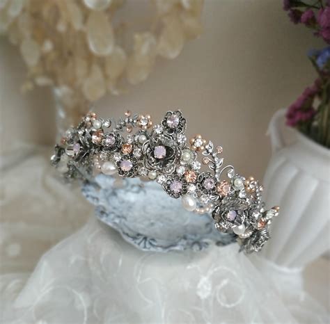 Bridal Floral Crown Bridal Floral Tiara Bridal Boho Tiara - Etsy