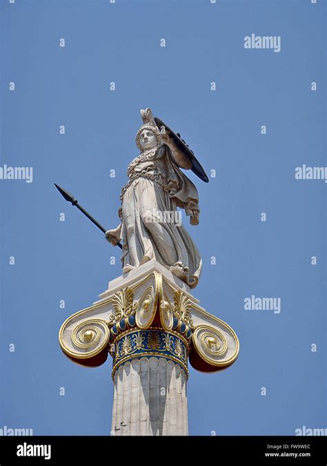 Statue Of Athena The Defender Academy Of Athens Greece Stock Photo Alamy