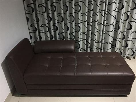 Sofa Kulit L Section Coklat Tua Perabotan Rumah Di Carousell