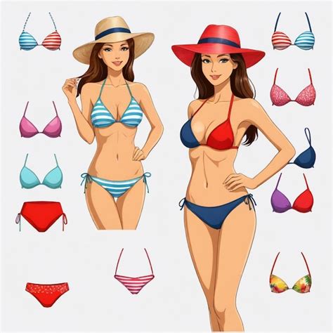 Set vectoriel de bikini à fond blanc isolé d une haute qualité Vecteur Premium généré à base dIA