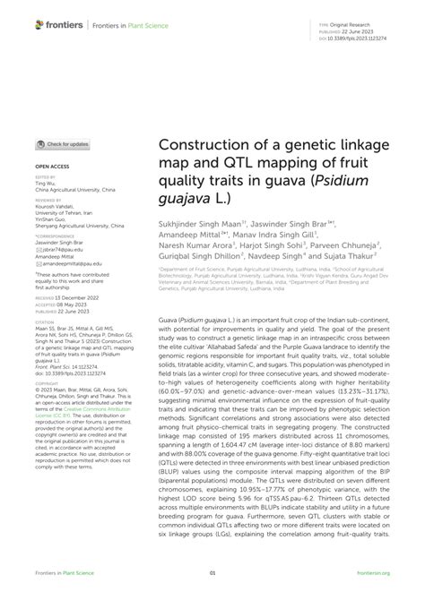 PDF Construction Of A Genetic Linkage Map And QTL Mapping Of Fruit