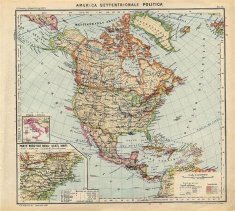 Carta Geografica Antica America Settentrionale Usa Paravia Antique