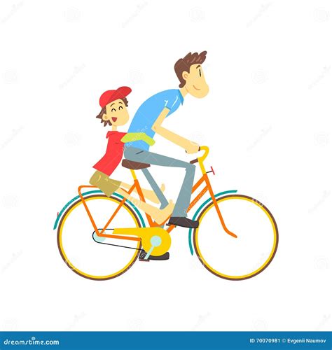 Father And Son On Bicycle Stock Vector Illustration Of Method