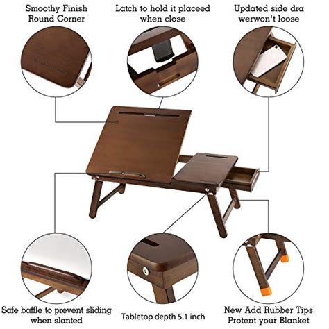 Laptop Lap Desk Nnewvante Bed Tray Table Adjustable Bamboo