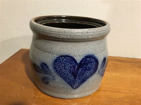 Pin By Mary Mills On HEART CROCK Pottery Blue Heart Crock