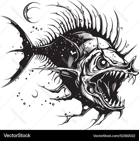 Vicious Evil Angler Fish Design In Logo Form Vector Image