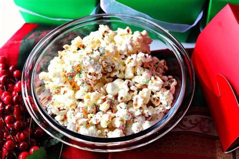 White Chocolate Christmas Popcorn Recipe Kudos Kitchen By Renee