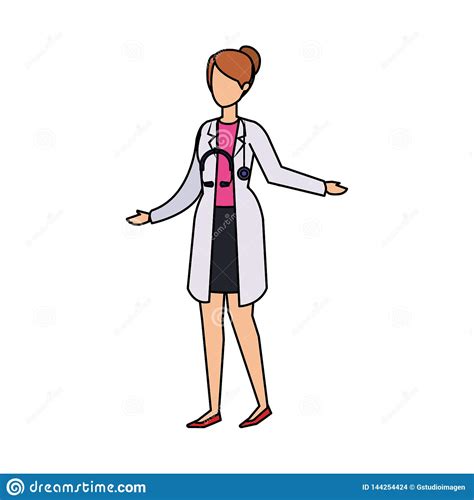 Professional Female Doctor With Stethoscope Stock Vector Illustration