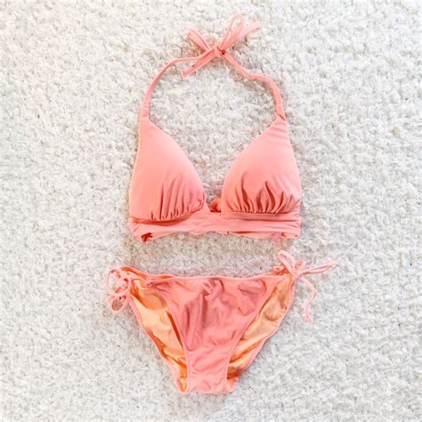 Victoria S Secret Plunge Hater Coral Bikini Set Gem