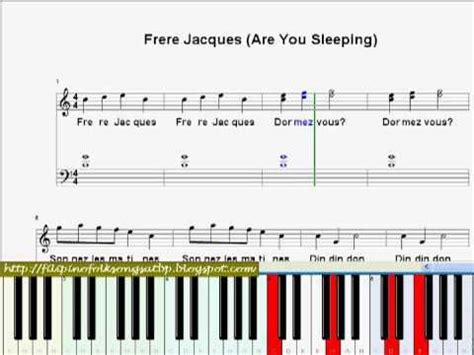 Nursery Rhyme Frere Jacques Are You Sleeping Piano Sheet Music