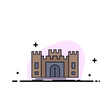 Castle Defense Fort Fortress Landmark Flat Color Icon Vector 15202371