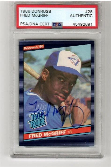 Fred McGriff 1986 Donruss Auto RC PSA DNA HOF 28 Blue Jays Atlanta