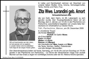 Traueranzeigen Von Zita Lorandini Trauer Bz