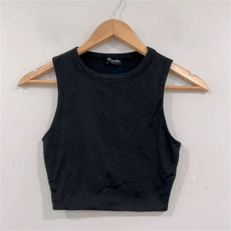 Naked Wardrobe Black Sleeveless Round Neck Cropped Top S NWOT EBay