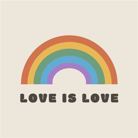 LGBT Pride Month Gay Rainbow In Pastel Colors With Caption Love Is Love Vector Card Or Poster