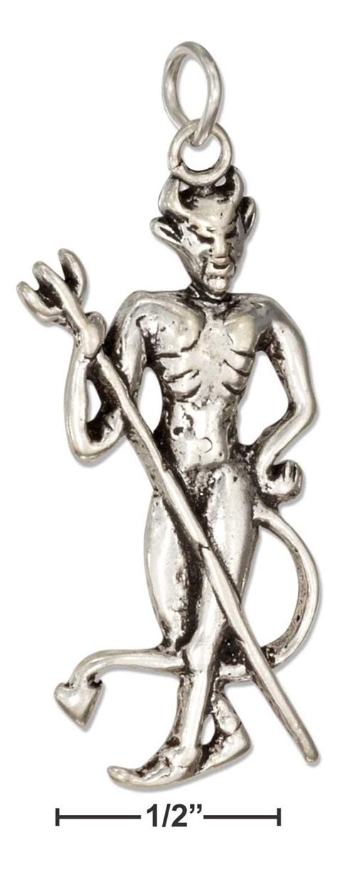 Sterling Silver Charm Devil Charm With Pitchfork Sterling Silver