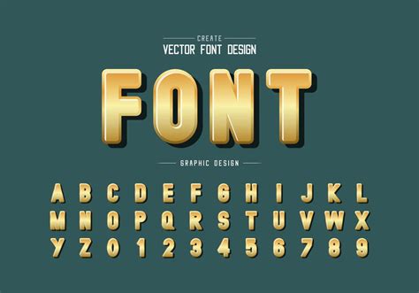 Gold Font And Alphabet Vector Golden Style Typeface Letter And Number