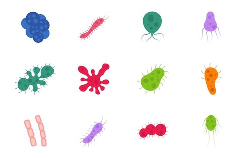 Conjunto De Ilustraciones De Vectores De Bacterias Y Virus En Estilo