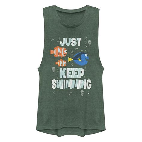 Juniors Disney Pixar Finding Dory Just Keep Swimming Muscle Tank Top