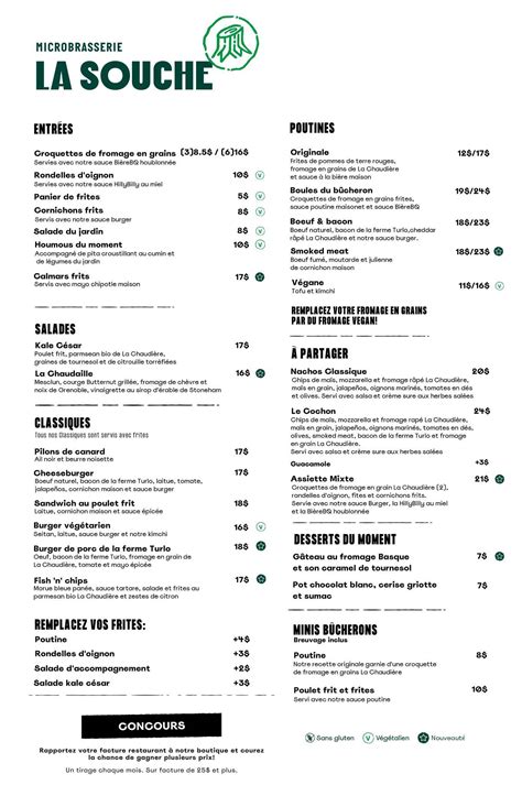 Carta Del Pub Y Bar La Souche Microbrasserie Limoilou Quebec