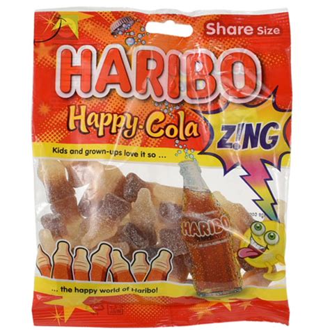 Haribo Happy Cola Fizzy Sweets 140g Bag Wholesale Sweets And Confectionery Aandk Hosiery Uk