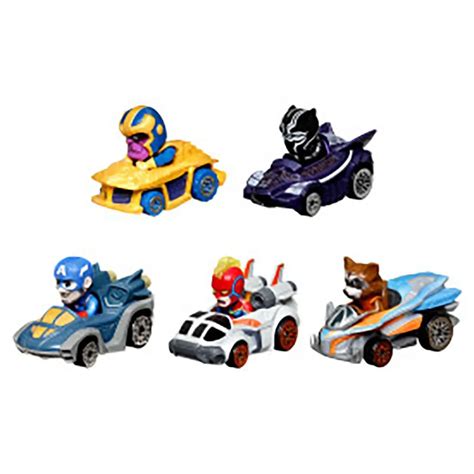 Hot wheels Conjunto De Cinco Coches Metálicos Con Personajes De Marvel Como Pilotos Multicolor