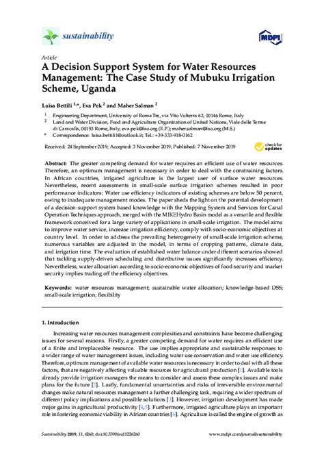 Pdf A Decision Support System For Water Resources Management The