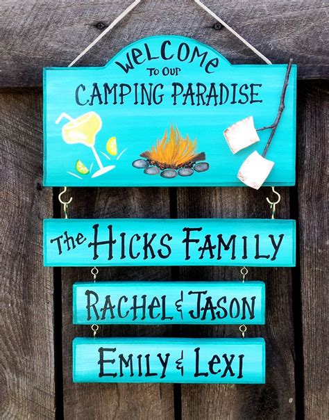 Welcome To Our Camping Paradise Or Backyard Campsite Camping Sign With