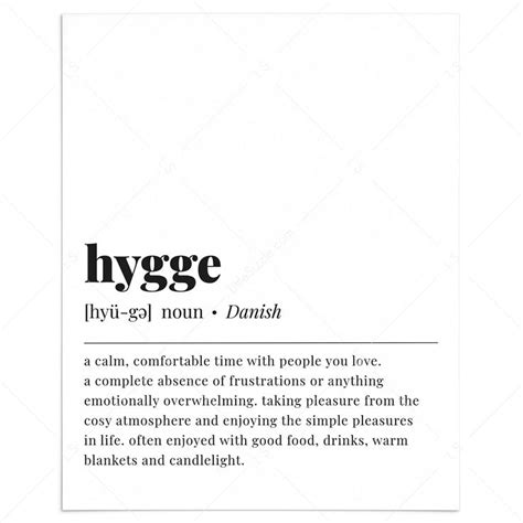 Hygge Definition Print Meaning Of Hygge Poster Housewarming Gift