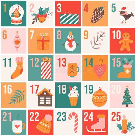 Christmas Advent Calendar Symbols Stock Illustrations – 182 Christmas Advent Calendar Symbols ...