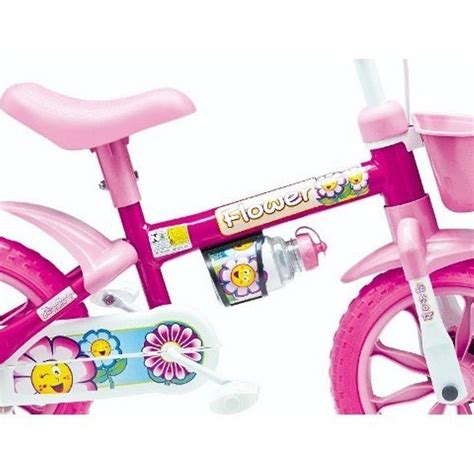 Bicicleta Bike Infantil Menina Aro Flower C Rodinhas Nathor