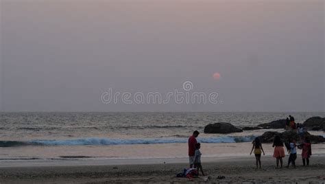 Beautiful Sunset at Om Beach Editorial Stock Photo - Image of foam ...